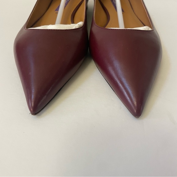 NWOB Ralph Lauren Purple Label  Kendrya Calfskin Ballet Flat Bordeaux Size 6.5 - Picture 4 of 14